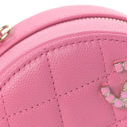 Chanel Caviar Quilted Gripoix CC Round Clutch With Chain Pink 11 of 12