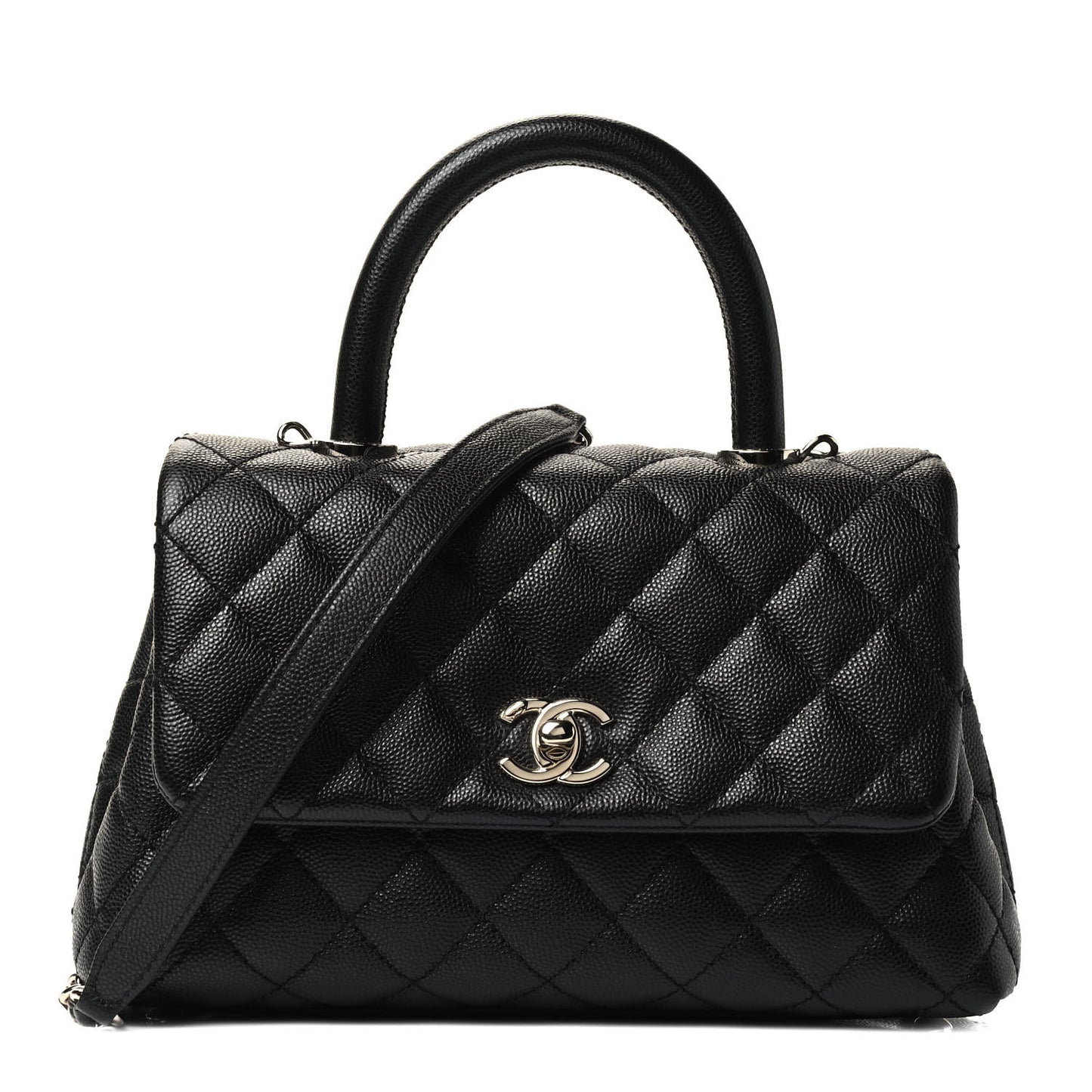 Caviar Quilted Mini Coco Handle Flap Black