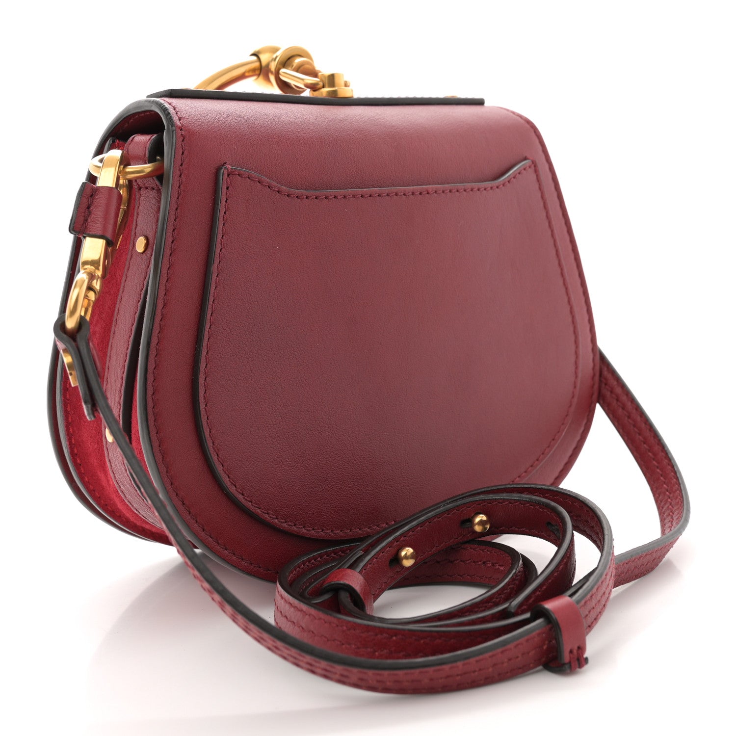 Chloe Calfskin Suede Small Nile Bracelet Bag Intense Red 3 of 11