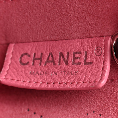 Chanel Calfskin Tweed Small Logo Eyelets Shopping Tote Navy Blue 6 of 15