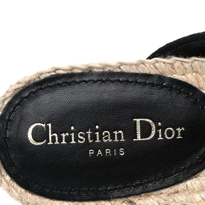 Christian Dior Canvas Embroidered Granville Espadrille Crisscross Flat Slide Sandals 41 Black 7 of 11