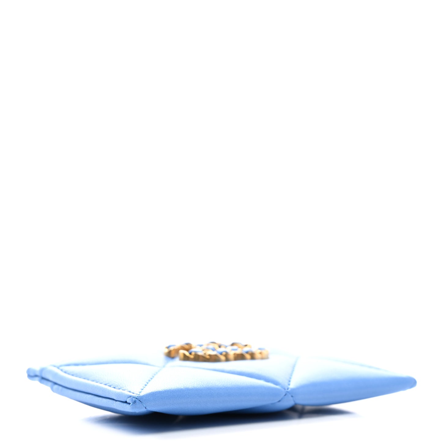 Lambskin Quilted Chanel 19 Card Holder Blue