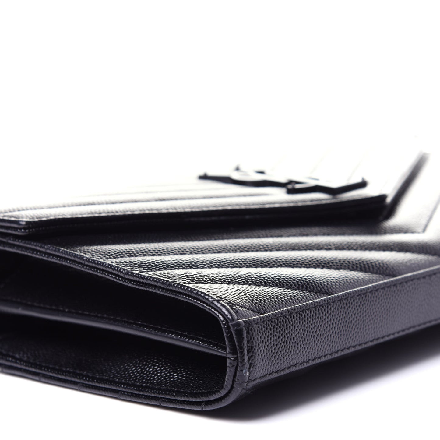 Grain De Poudre Matelasse Chevron Monogram Chain Wallet Black