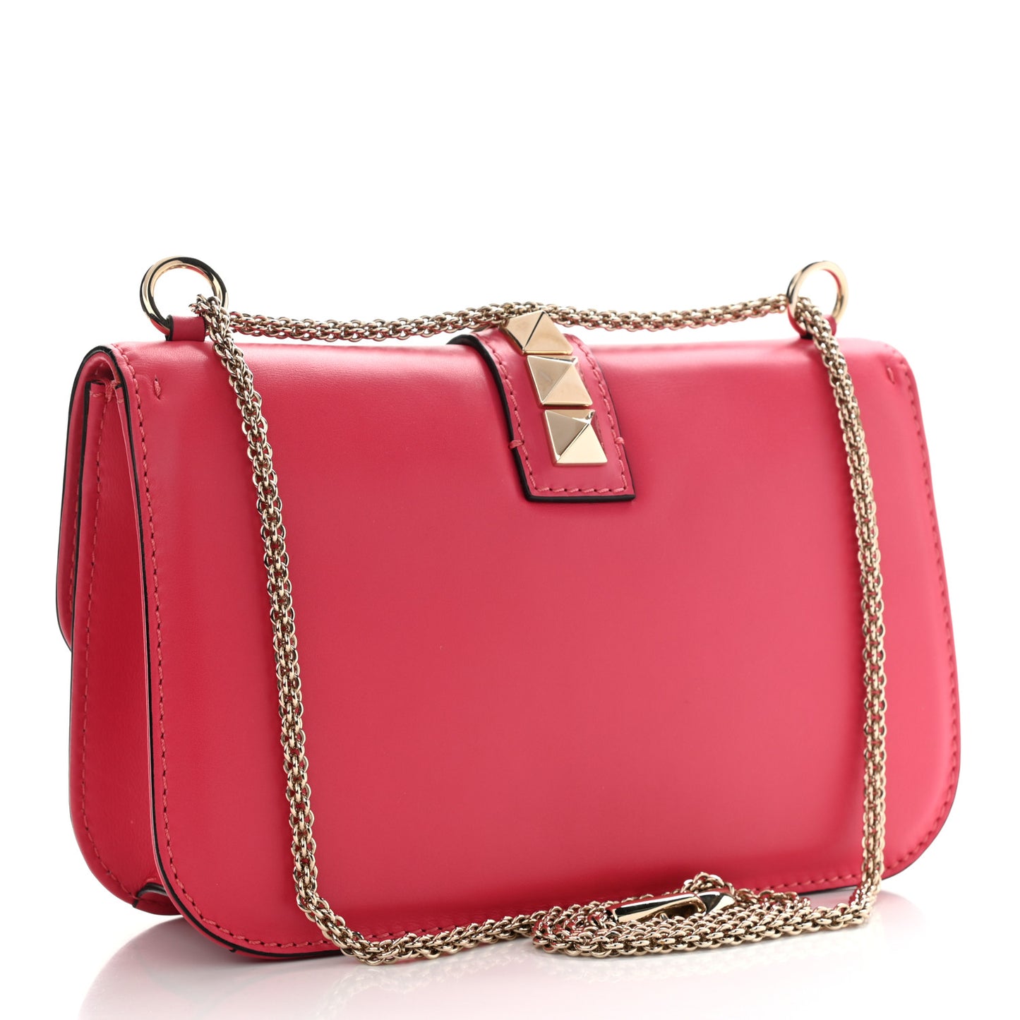 Vitello Medium Glam Lock Rockstud Flap Deep Rose