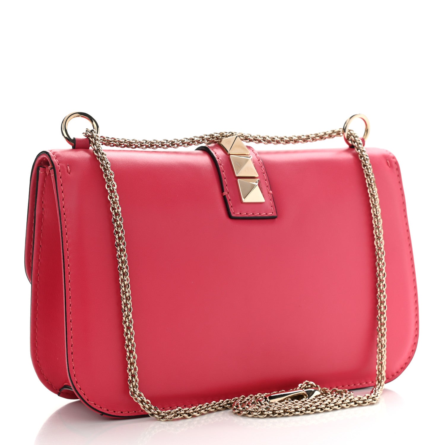 Valentino Garavani Vitello Medium Glam Lock Rockstud Flap Deep Rose 3 of 14