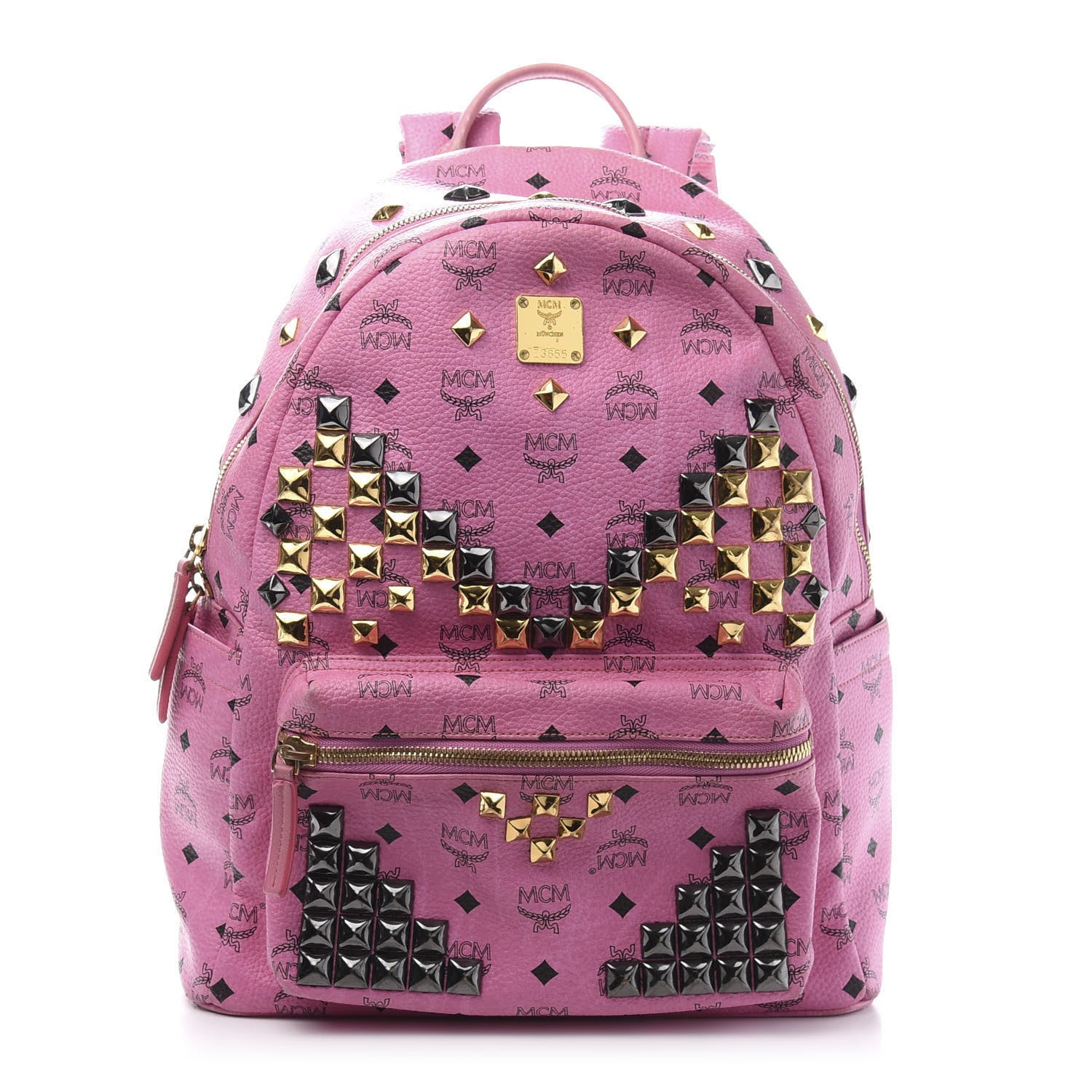 MCM Visetos Studded Medium Stark M Backpack Pink 1 of 18