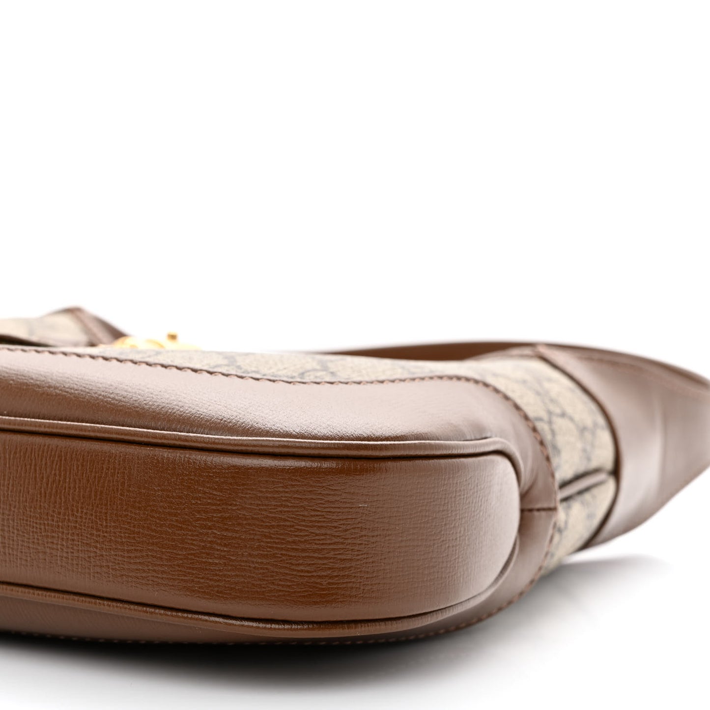 GG Supreme Monogram Azalea Calfskin Web Small Jackie 1961 Hobo Beige Ebony Brown Sugar