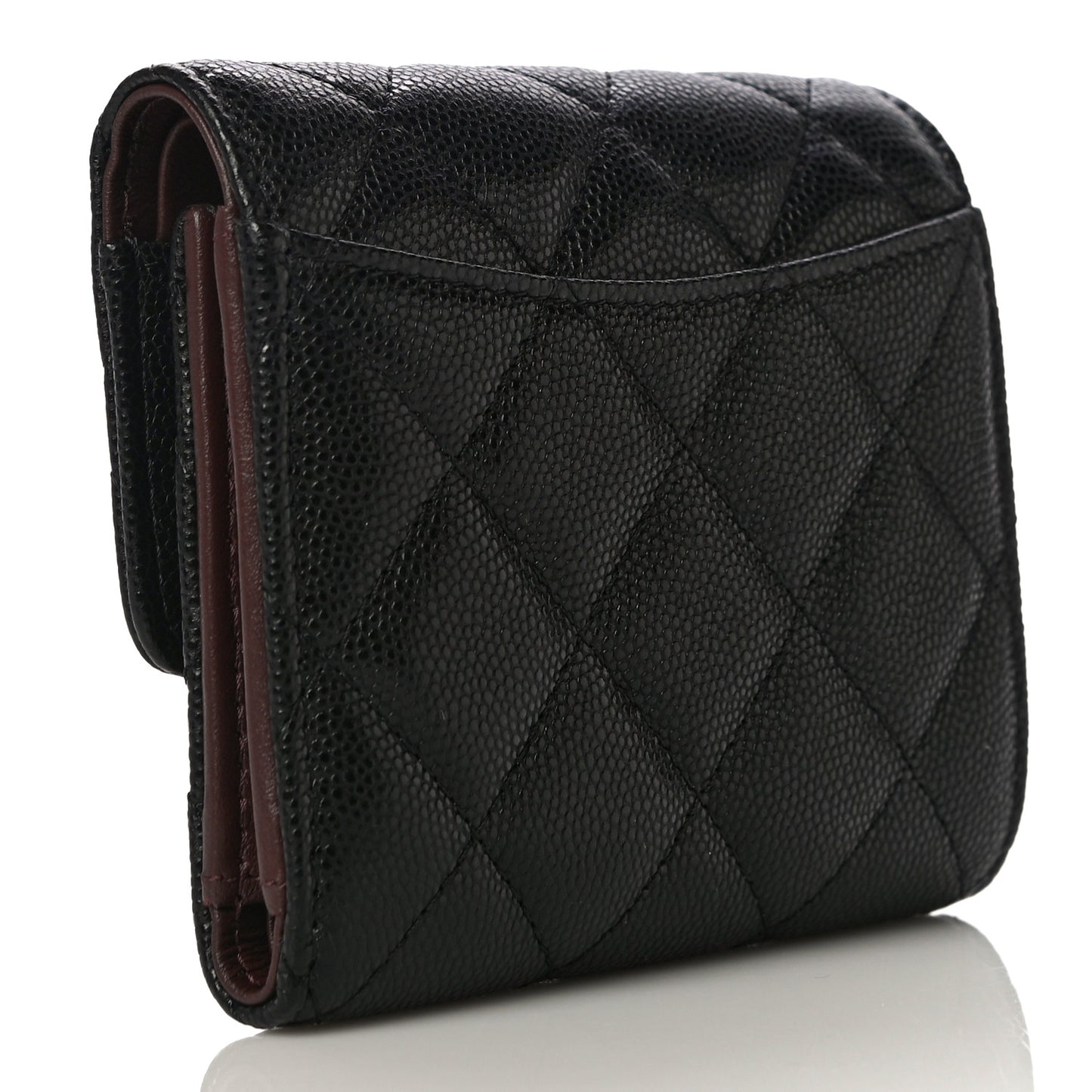 Caviar Quilted Small Flap Wallet Black