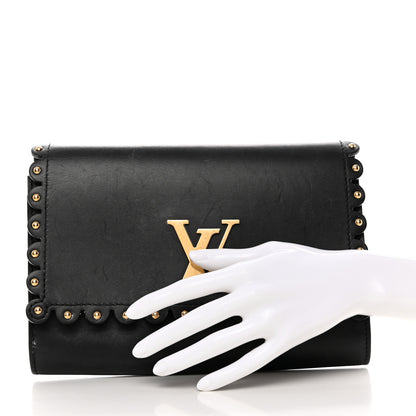 Louis Vuitton Calfskin Studded Chain Louise Black 2 of 13