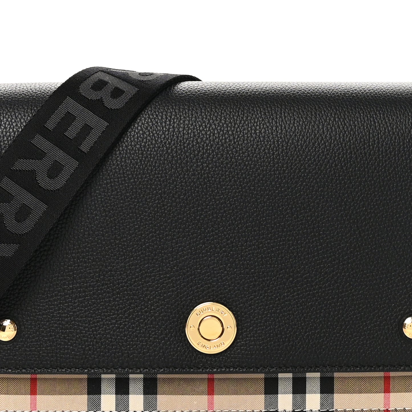 Grainy Calfskin Vintage Check Note Crossbody Bag Black