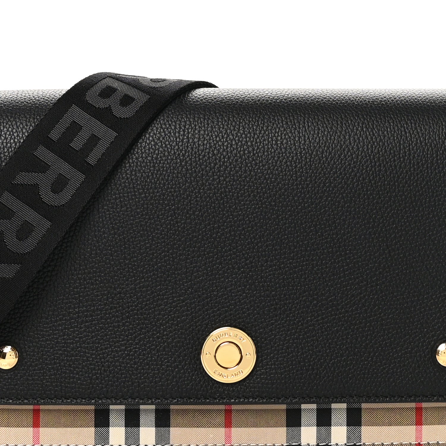 Burberry Grainy Calfskin Vintage Check Note Crossbody Bag Black 7 of 10