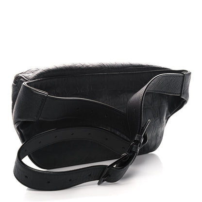 Saint Laurent Calfskin Crocodile Embossed Monogram Belt Bag Black 2 of 8