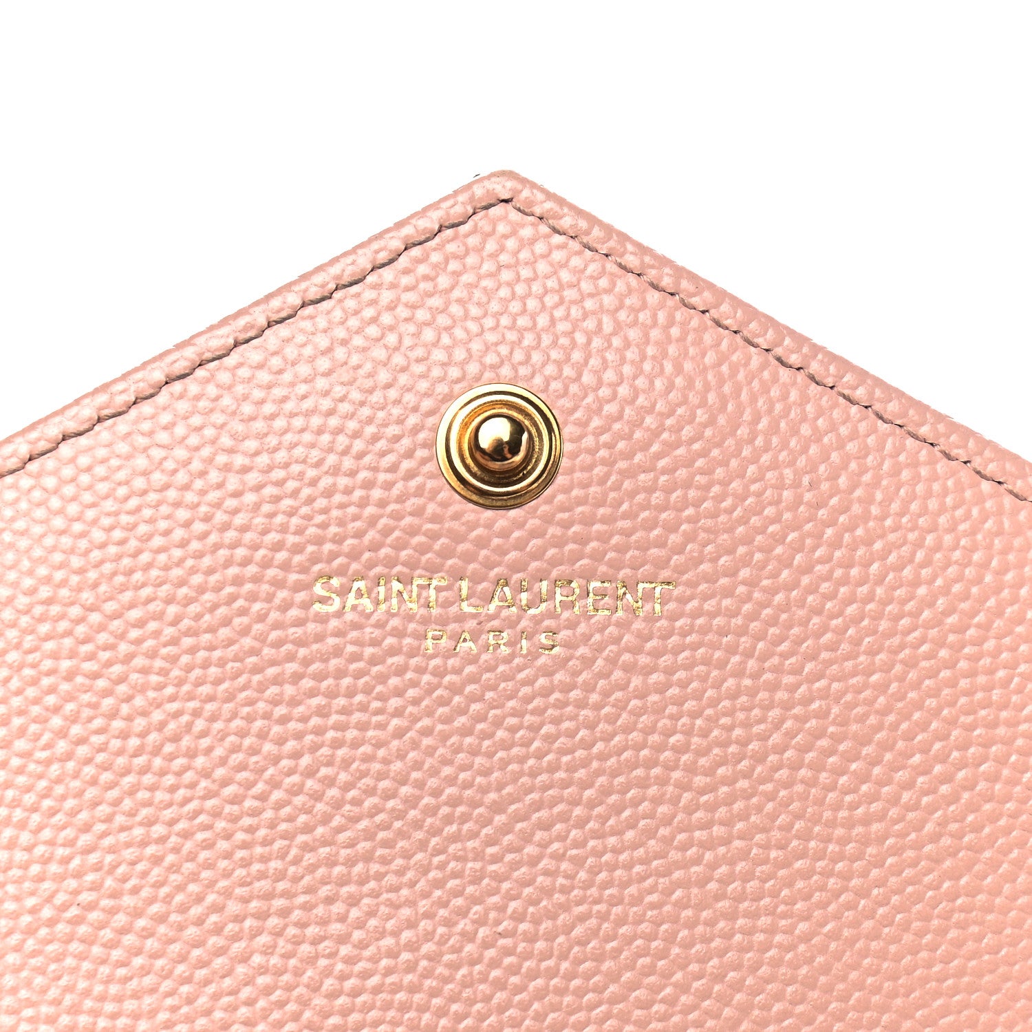 Saint Laurent Grain De Poudre Matelasse Chevron Monogram Chain Wallet Pale Pink 5 of 8