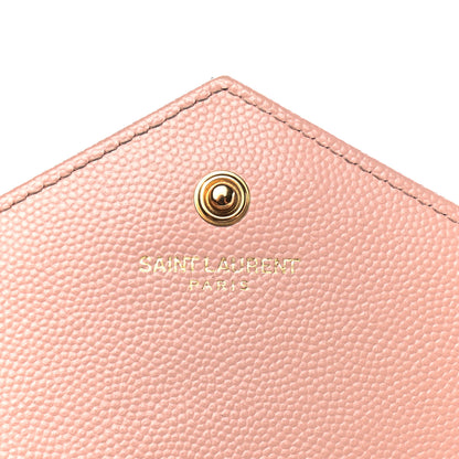 Saint Laurent Grain De Poudre Matelasse Chevron Monogram Chain Wallet Pale Pink 5 of 8