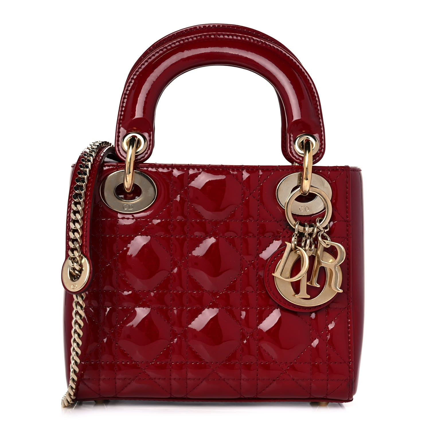 Christian Dior Patent Cannage Mini Lady Dior Red 1 of 15