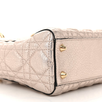 Christian Dior Metallic Grained Calfskin Cannage Small Supple Lady Dior Pale Gold 9 of 15