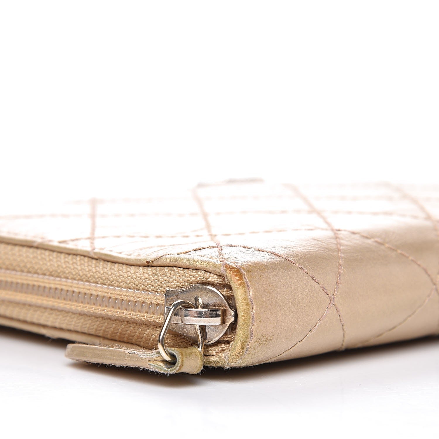 Chanel Metallic Aged Calfskin Quilted Palette Large Zip Around Organizer Wallet Gold 14 of 19