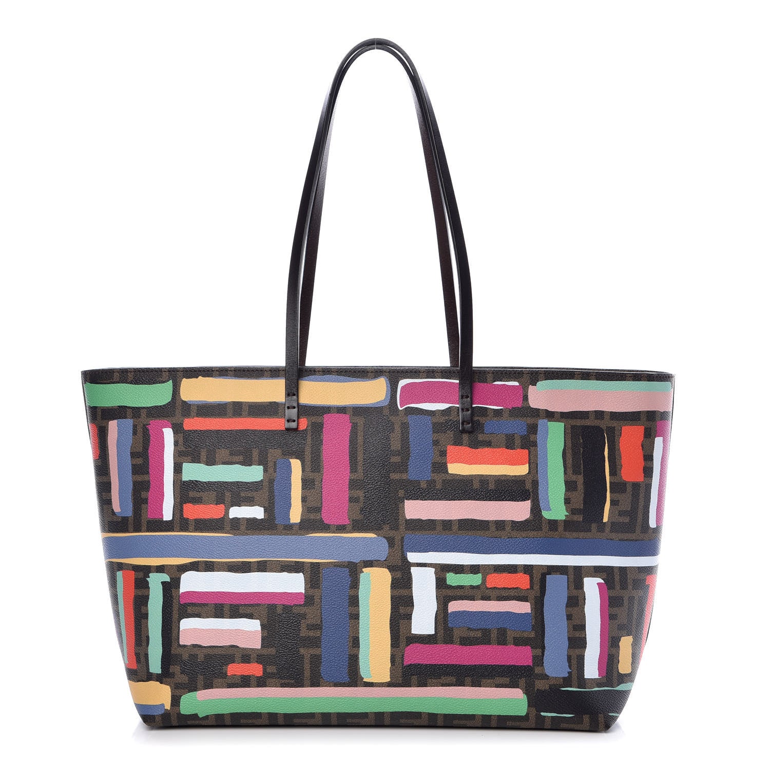 Fendi Zucca Spalmati Chalks Medium Roll Tote Tobacco Multicolor 1 of 8