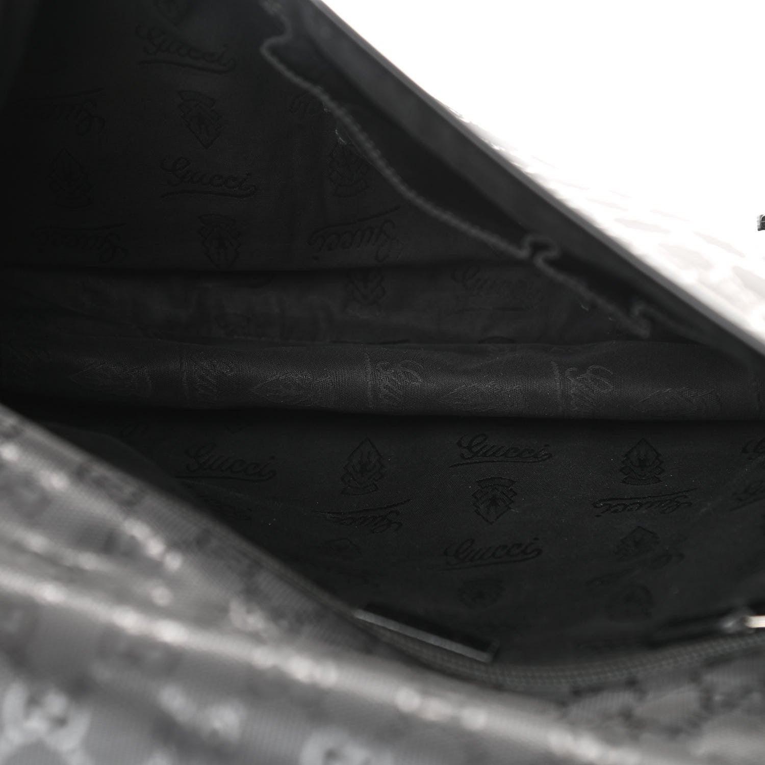 Gucci Imprime Monogram Medium Double Buckle Flap Messenger Bag Black 5 of 11