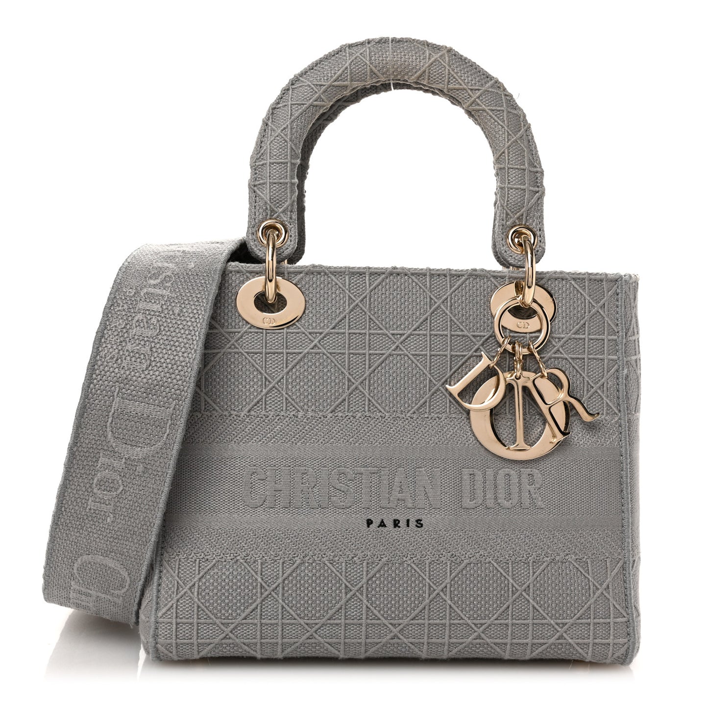 Canvas Embroidered Cannage Medium Lady D-Lite Gray