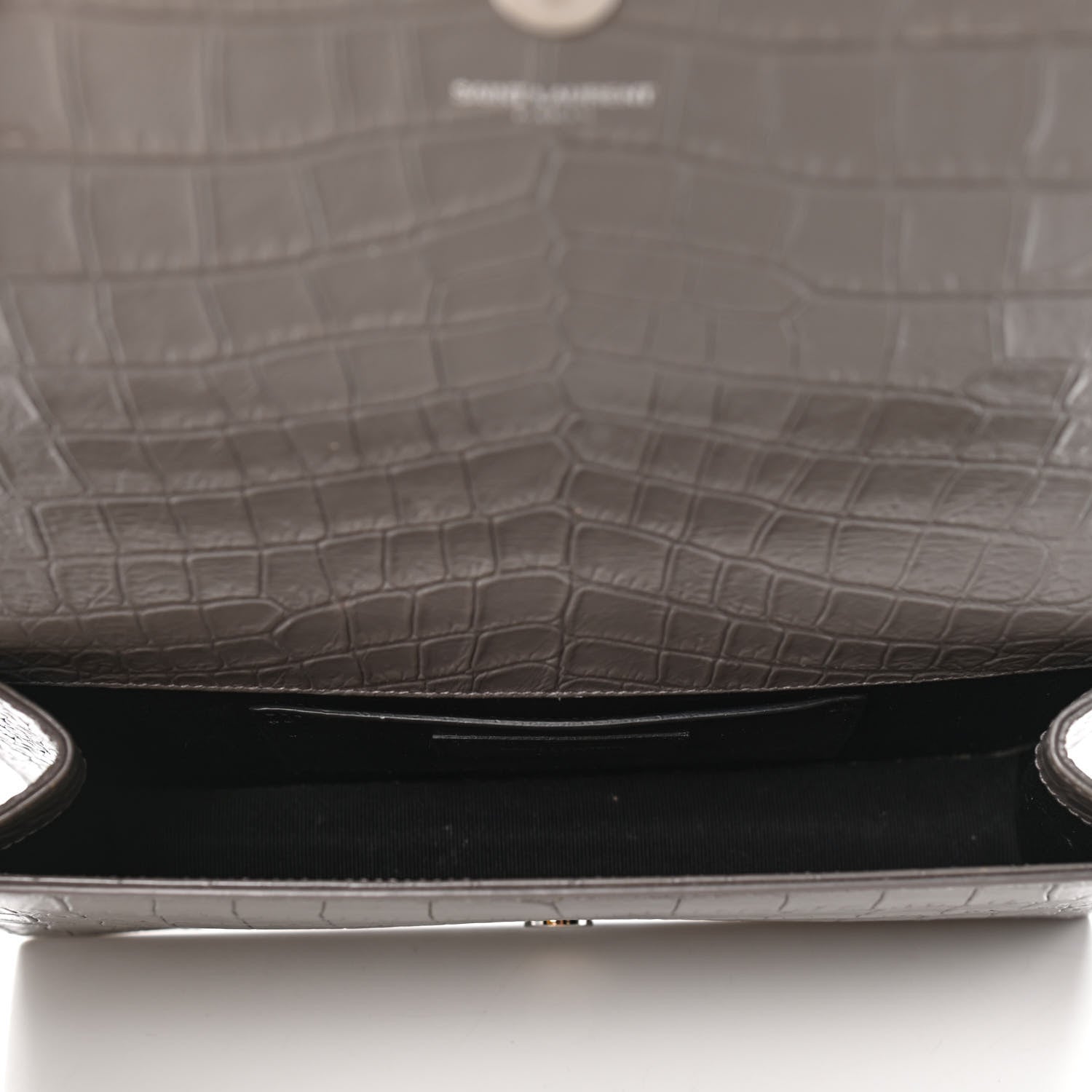 Saint Laurent Crocodile Embossed Classic Kate Monogram Clutch Fog 5 of 12