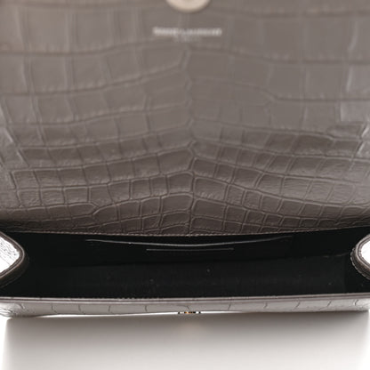 Saint Laurent Crocodile Embossed Classic Kate Monogram Clutch Fog 5 of 12