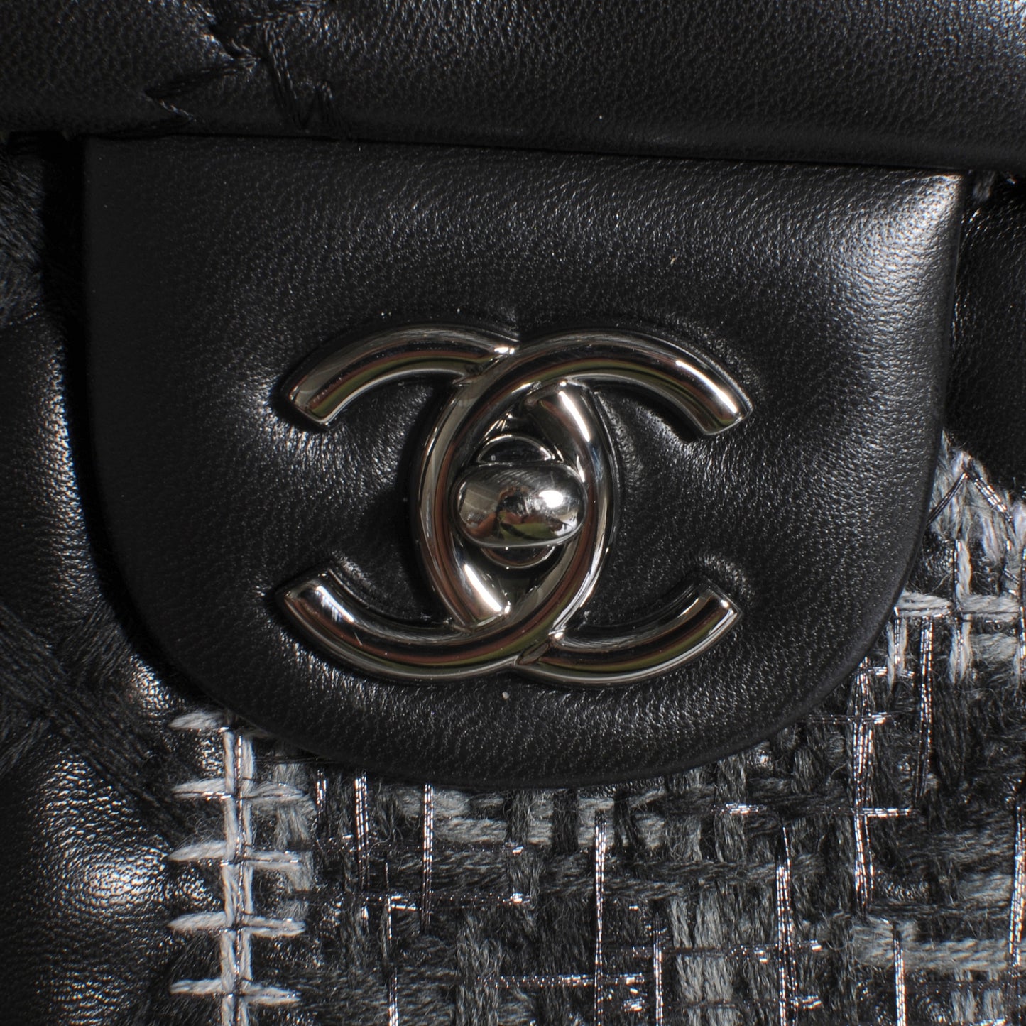 Lambskin Patchwork Stitched Small Flap Black