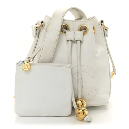 Chanel Lambskin CC Drawstring Bucket Bag White 3 of 17
