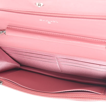 Chanel Lambskin Camellia Embossed Wallet On Chain WOC Pink 6 of 8