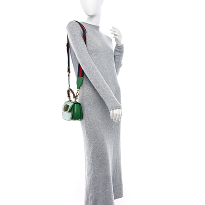 Gucci Boarded Dyana Lux Calfskin Mini Bamboo 1947 Top Handle Bag Spring Green 2 of 9
