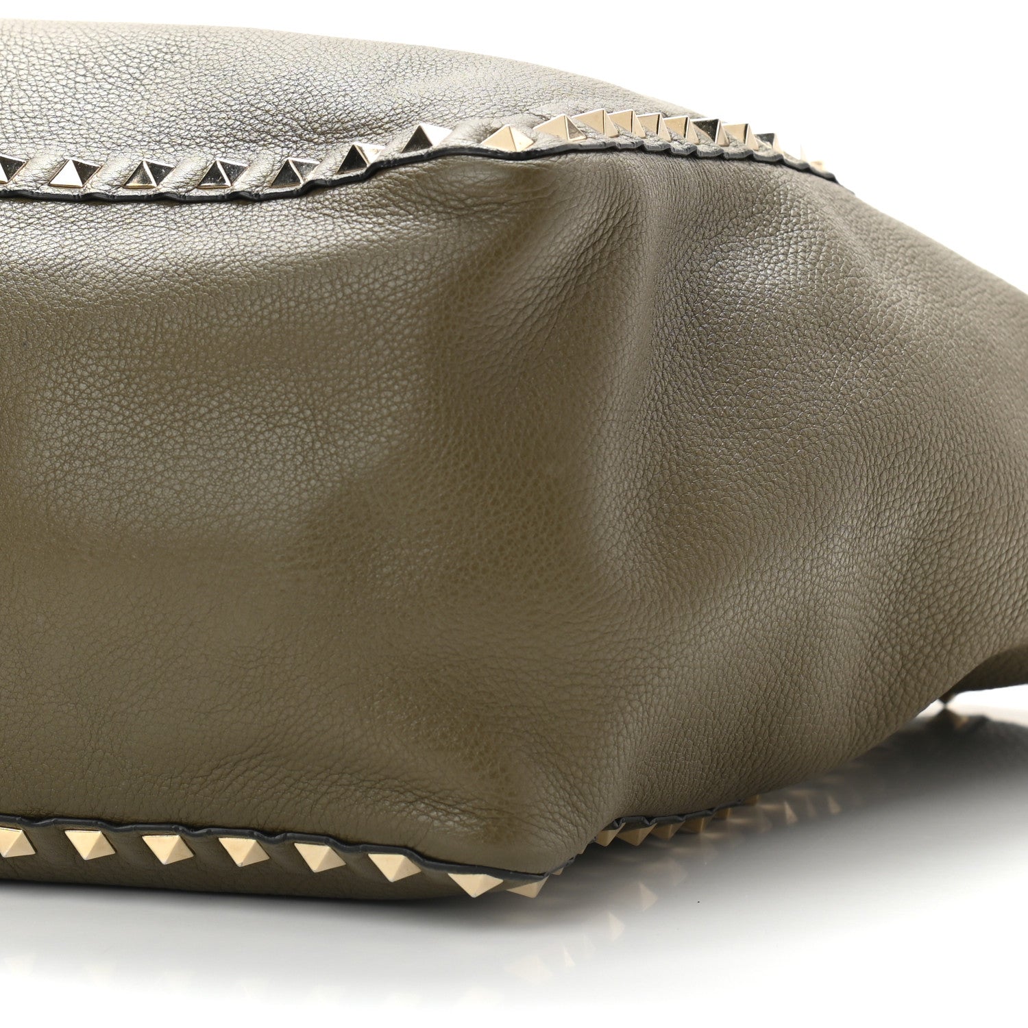 Valentino Garavani Grained Calfskin Medium Rockstud Reversible Tote Army Green Pink 15 of 16