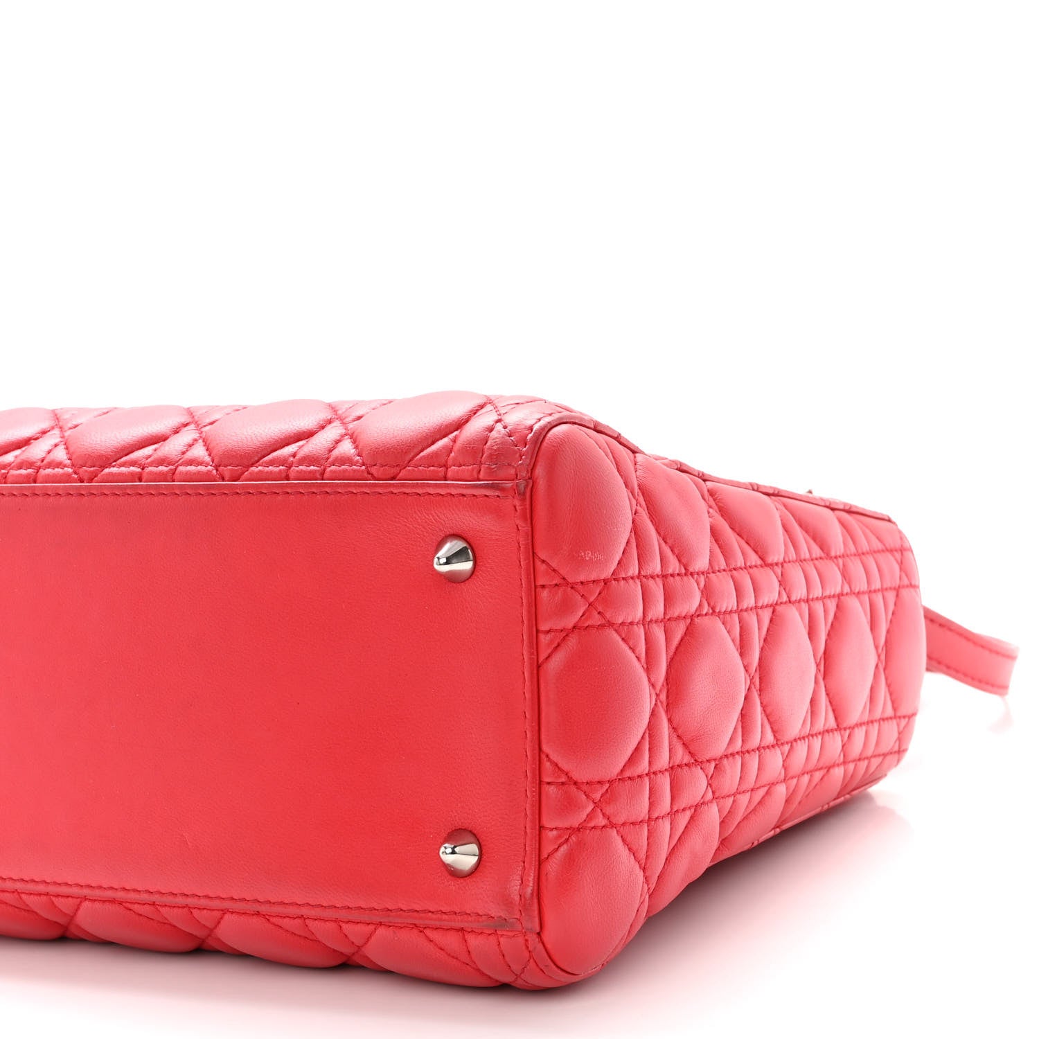 Christian Dior Lambskin Cannage Medium Lady Dior Red 9 of 11