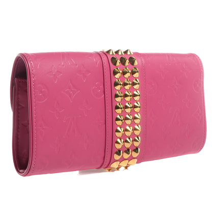 Louis Vuitton Calfskin Embossed Courtney Pochette Clutch Fuchsia 3 of 7