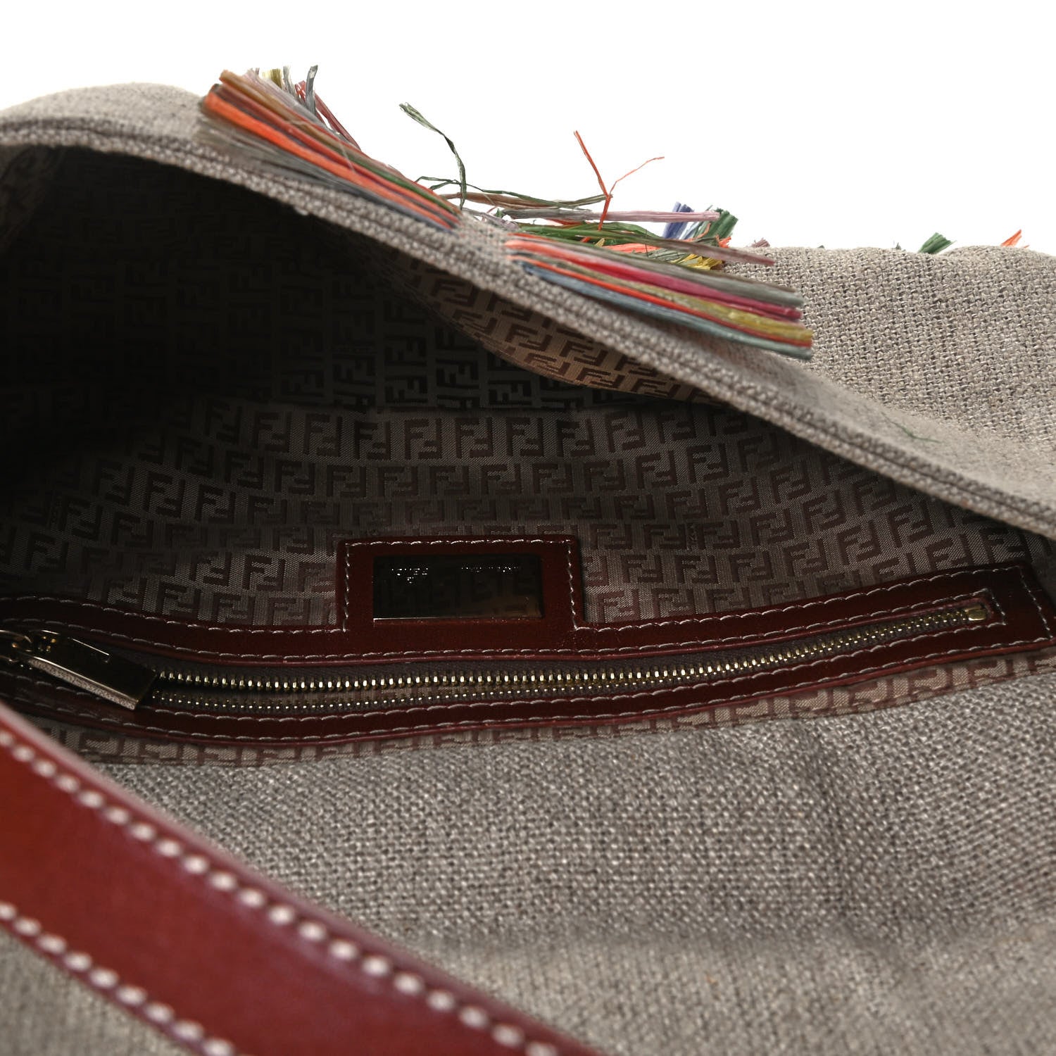 Fendi Linen Straw Baguette Natural Multicolor 4 of 4