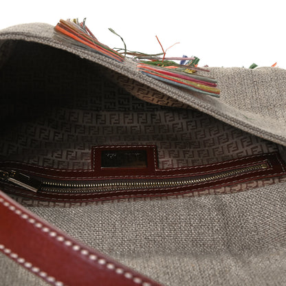 Fendi Linen Straw Baguette Natural Multicolor 4 of 4
