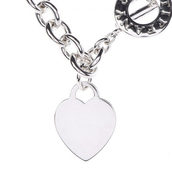 Sterling Silver Heart Tag Toggle Necklace