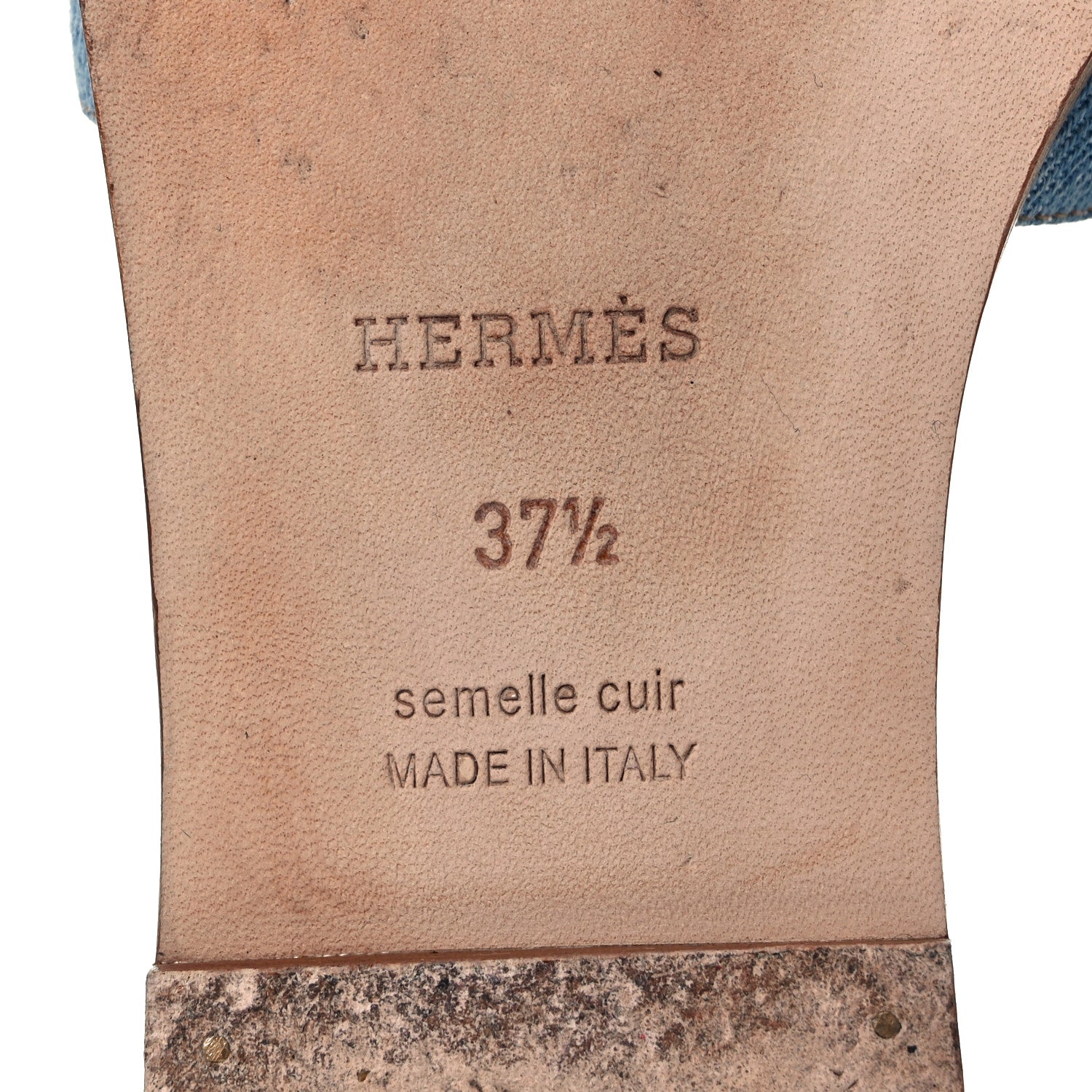 Hermes Denim Canvas Oran Sandals 37.5 Bleu Clair 6 of 8