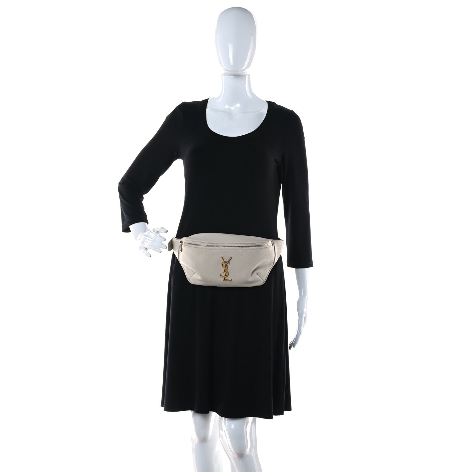 Saint Laurent Grain De Poudre Monogram Belt Bag Blanc Vintage 2 of 13