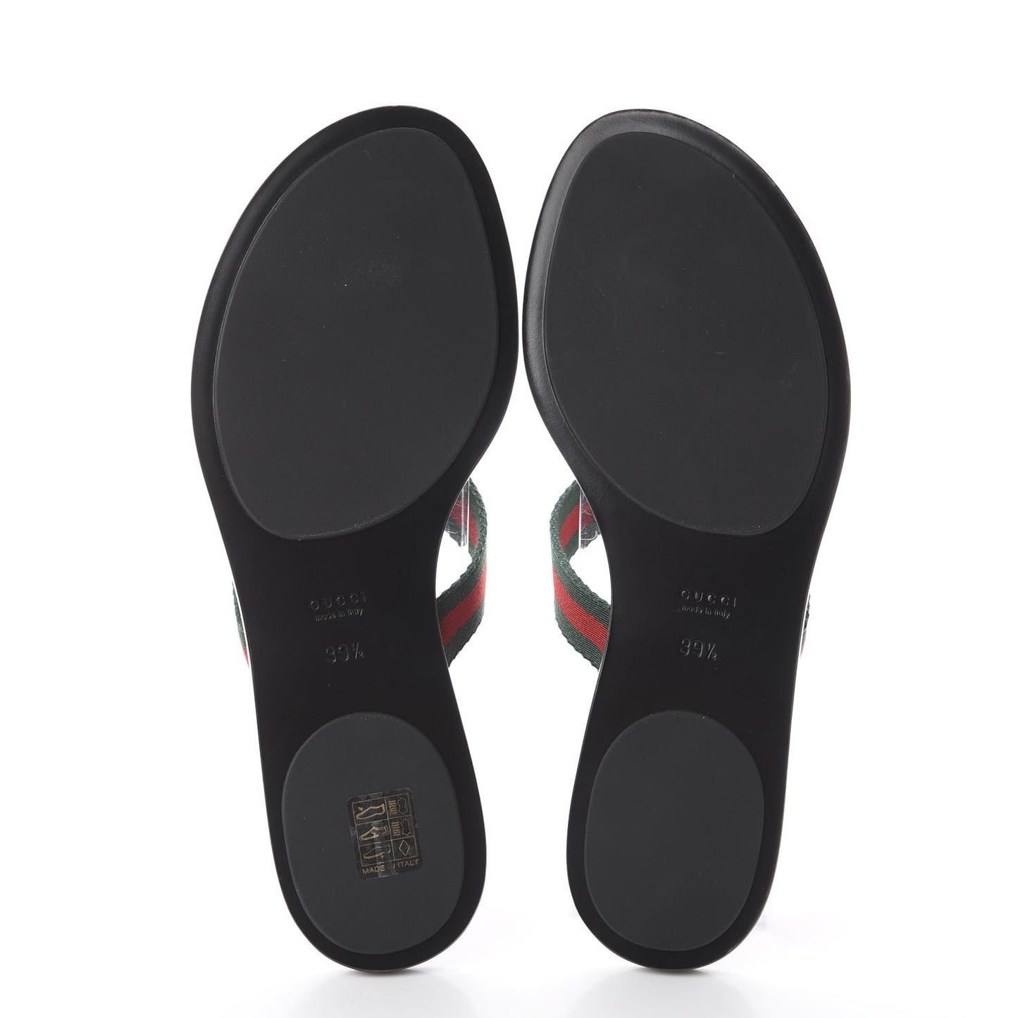 Nylon Guccissima Web Womens Thong Sandals 39.5 Green Red Black