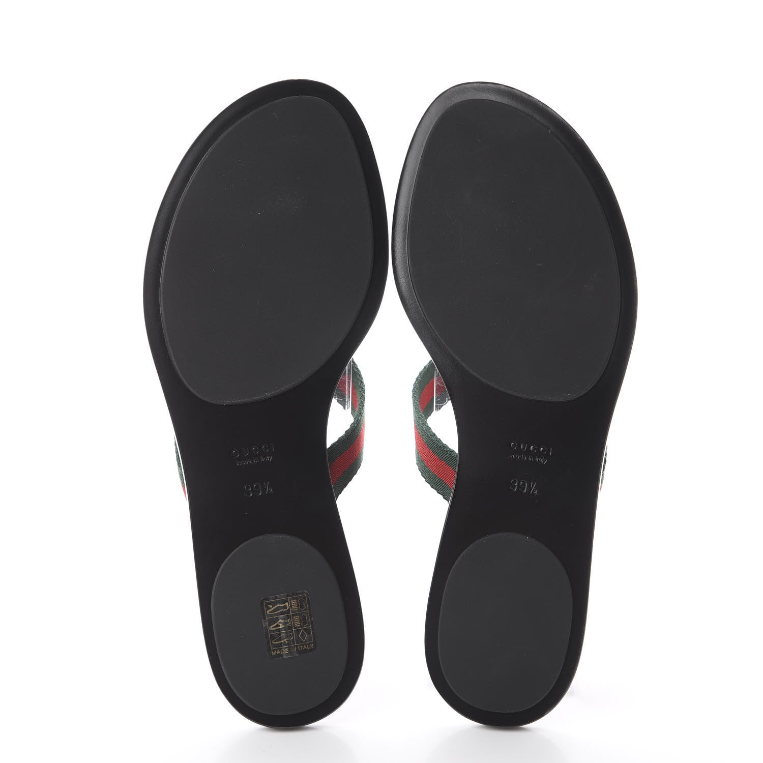 Gucci Nylon Guccissima Web Womens Thong Sandals 39.5 Green Red Black 10 of 14