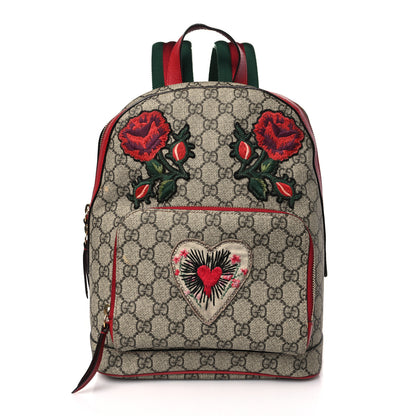 Gucci GG Supreme Monogram Web Kingsnake Heart Embroidered Small Day Backpack Red 1 of 10