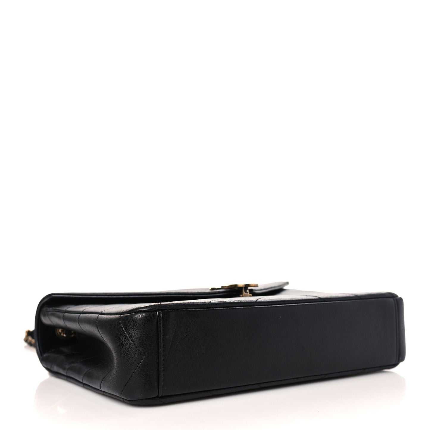 Lambskin Chevron Quilted Medium Envelope Flap Black