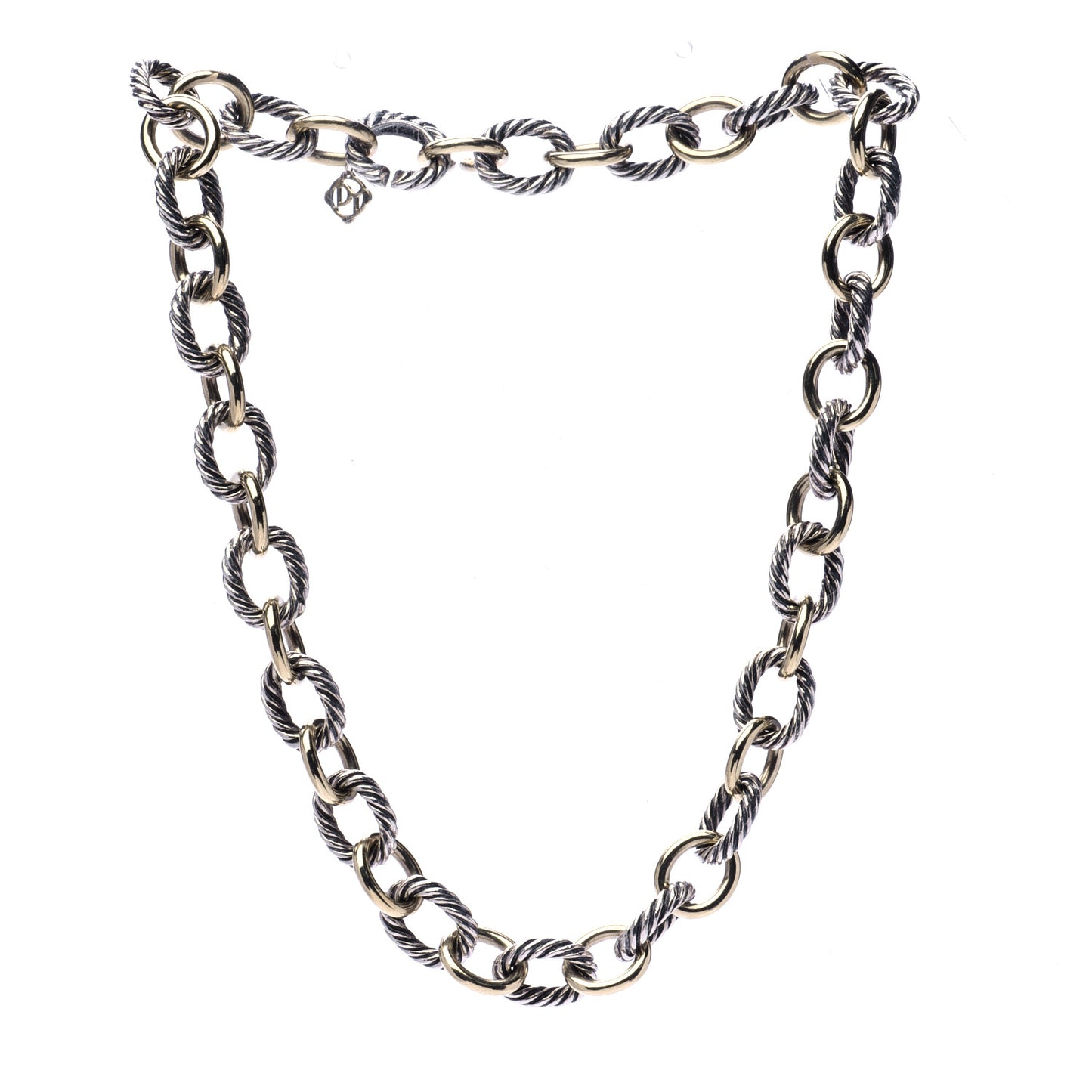 Sterling Silver 18K Yellow Gold 10mm Medium Oval Link Necklace