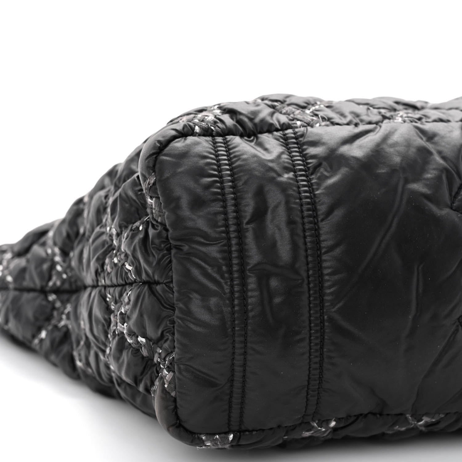 Chanel Nylon Quilted Tweed Stitch Bubble Tote Black 9 of 11
