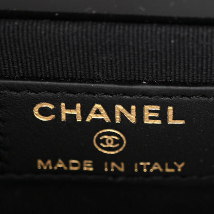Chanel Denim Quilted Double You Card Holder On Chain Black Golden 6 of 11