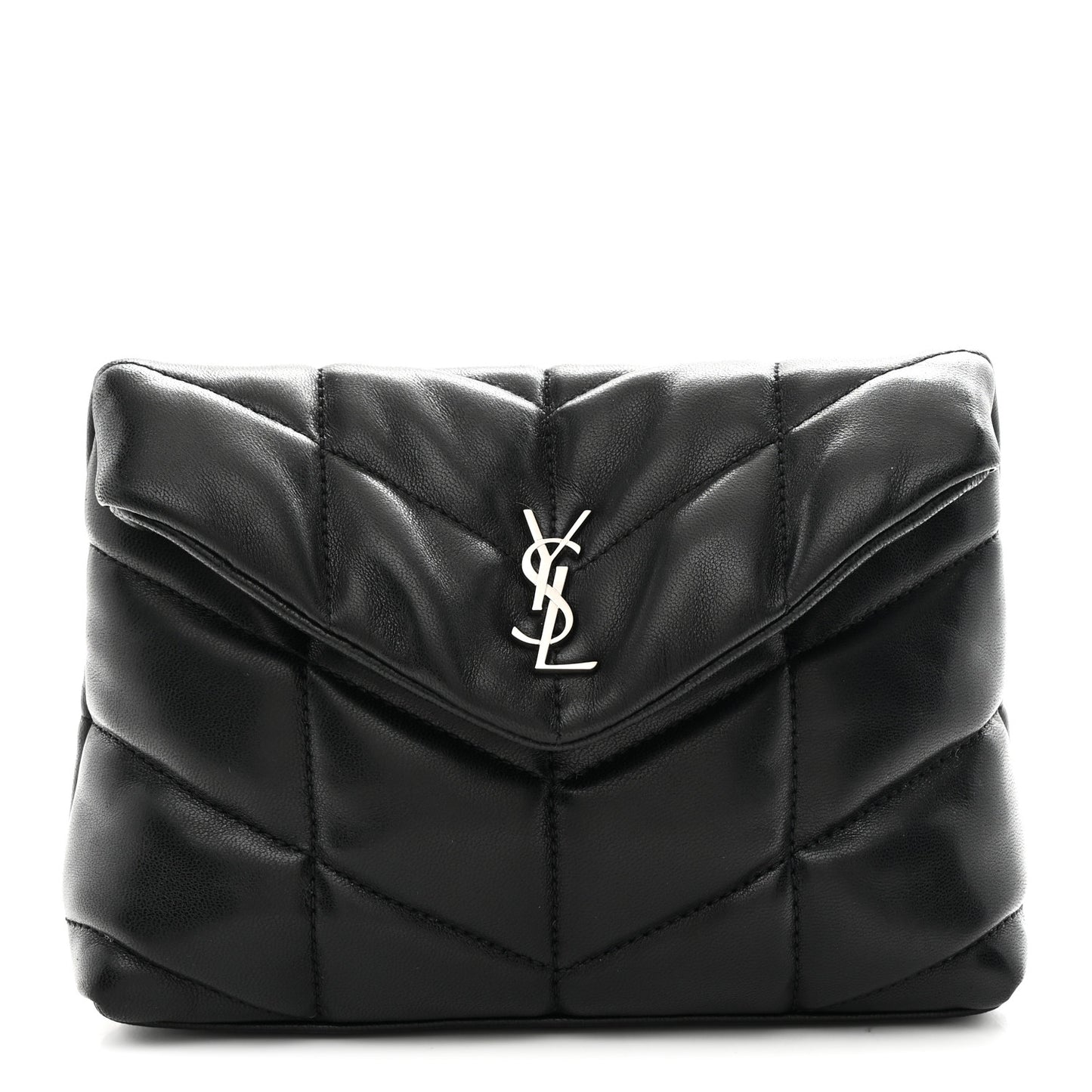 Lambskin Monogram Loulou Puffer Pouch Clutch Black