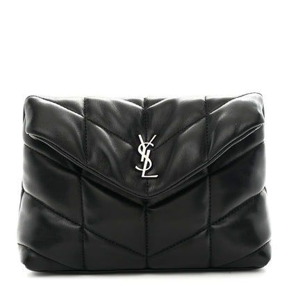 Saint Laurent Lambskin Monogram Loulou Puffer Pouch Clutch Black 1 of 8