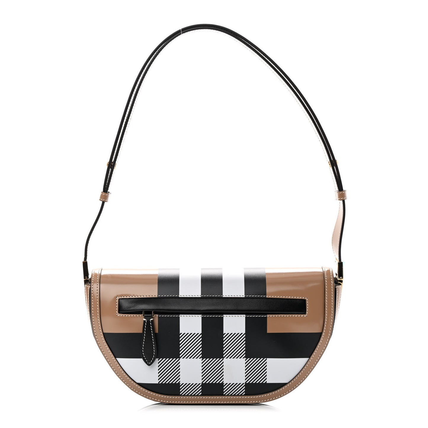 Calfskin Check Small Olympia Shoulder Bag Camel