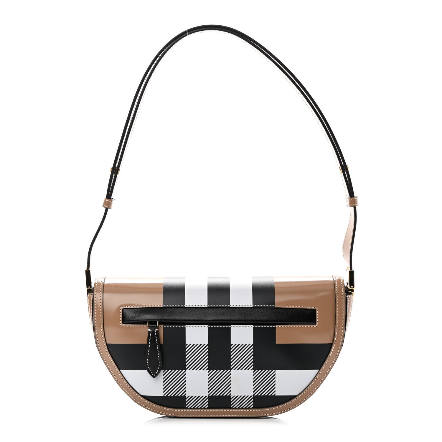 Burberry Calfskin Check Small Olympia Shoulder Bag Camel 1 of 9