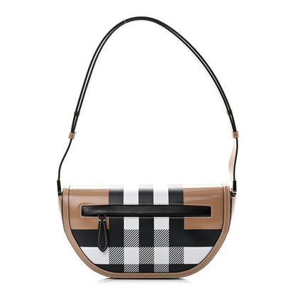 Burberry Calfskin Check Small Olympia Shoulder Bag Camel 1 of 9